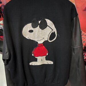 Vintage Too Cute Snoopy Joe Cool Heavy Wool Leather Jacket